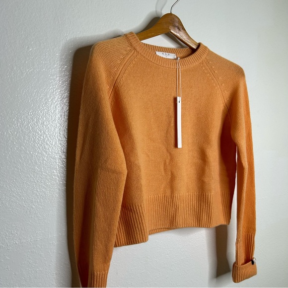 NWT One Grey Day 100% Cashmere Blakely Crew Neck Sweater Orange Size  Small - Picture 4 of 16